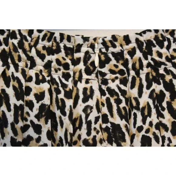 J. Crew Pleated Midi Skirt Leopard Print Tan Black AF925 Women's Size 4 H14544 - Picture 6 of 8